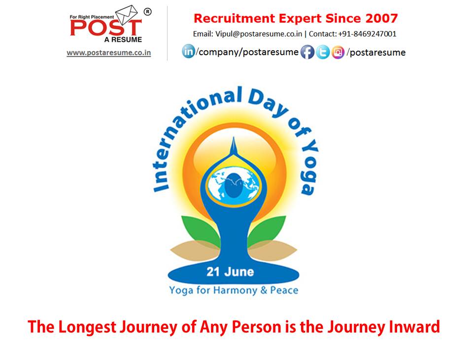 International Day of Yoga by Post A Resume HR Recruitment Job Placement Consultancy based at Ahmedabad Gujarat India