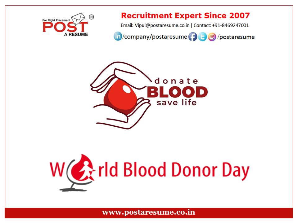 world blood donor day 14th june 2020 by post a resume hr consultancy