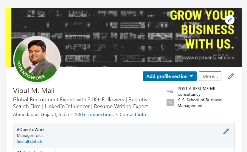 Linkedin open to work profile tips