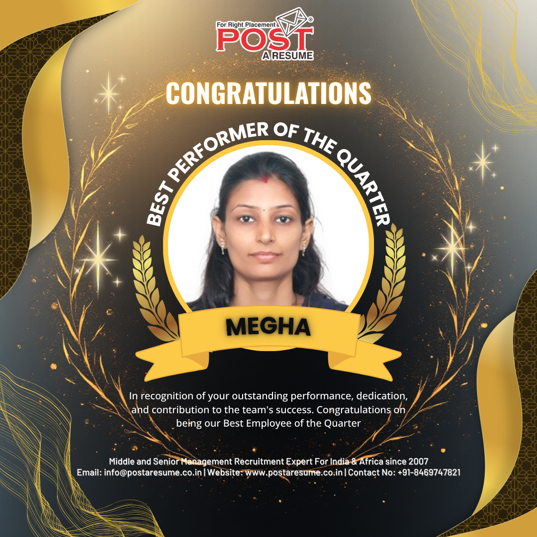 Best Performer of the Quarter award going to Megha Lakhlani! Congratulations!